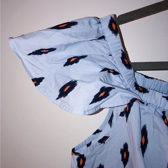 J. CREW Ikat Print Tribal Cotton Off Shoulder Dress - Picture 8 of 11